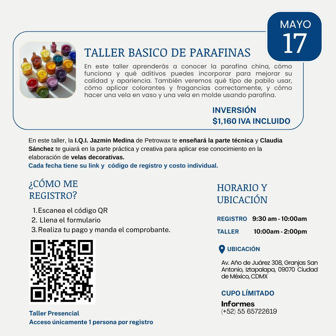 TALLER BASICO DE PARAFINAS Sábado 17 de Mayo 2025